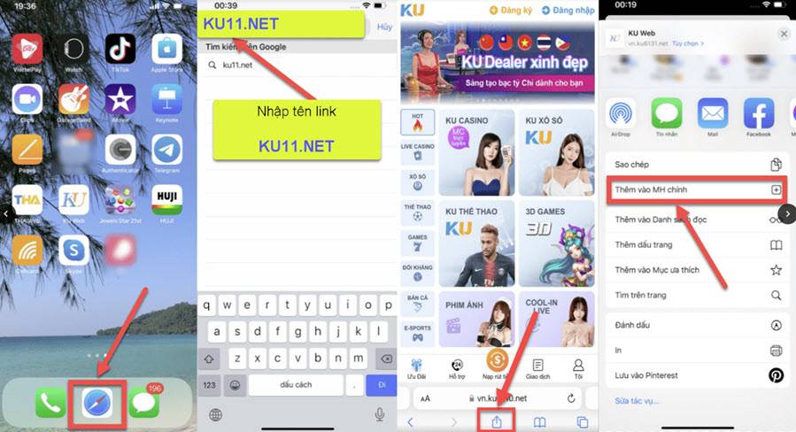 Lưu link App Kubet về màn hình IOS